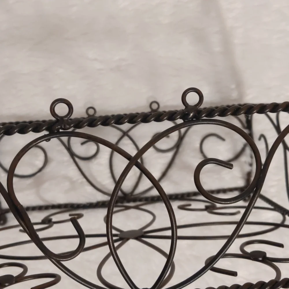 Metal Basket Square Shape Brown Unique Design Holds Napkins, Fruit